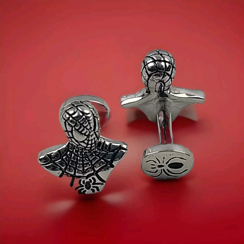 Marvel Comics SPIDER-MAN Bust Silvertone CUFFLINKS
